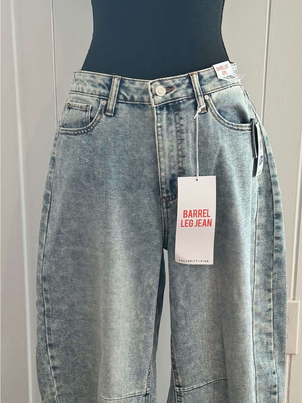 Celebrity Pink Light Wash Barrel Leg Jeans